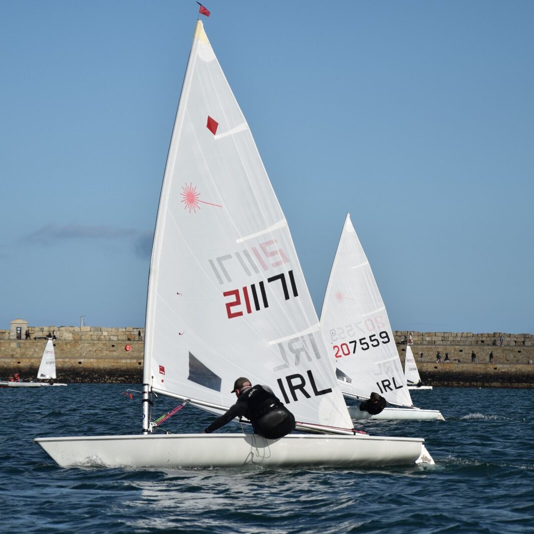 Boats racing in Dun Laoghaire Harbour